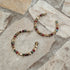 Gold tone beads with square Faceted crystal beads and red beads hoop earrings for her