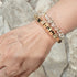 Faceted cut crystal glass Beads with gold Cube accents Stretch Bracelet 2pc Set for her
