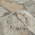 Faceted cut crystal glass Beads with gold Cube accents Stretch Bracelet 2pc Set for her