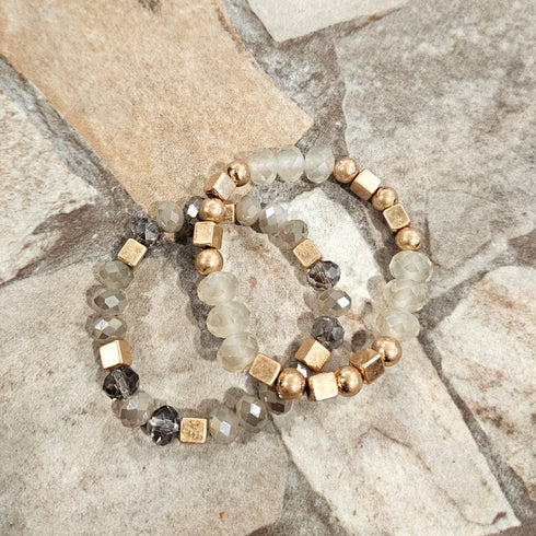 Women's Faceted Beaded Stretch Bracelets, 4pc set crystal stretchy Bracelets