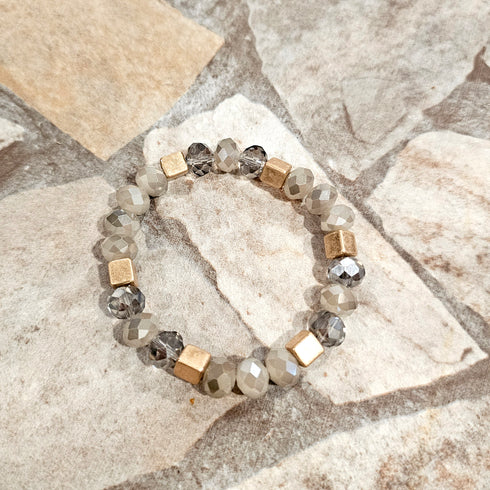 Women's Faceted Beaded Stretch Bracelets, 4pc set crystal stretchy Bracelets