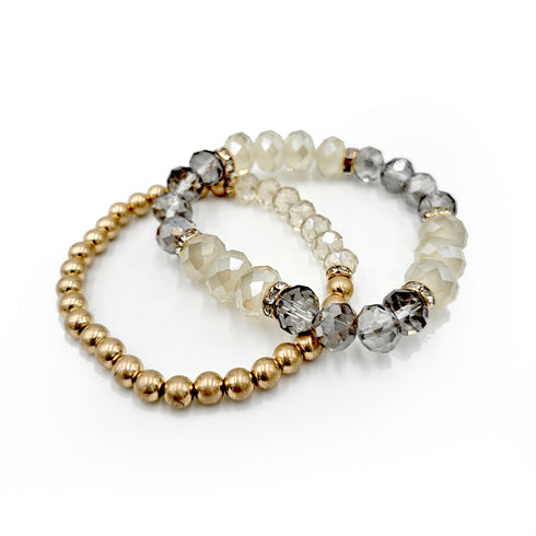 Women's Faceted Beaded Stretch Bracelets, 4pc set crystal stretchy Bracelets