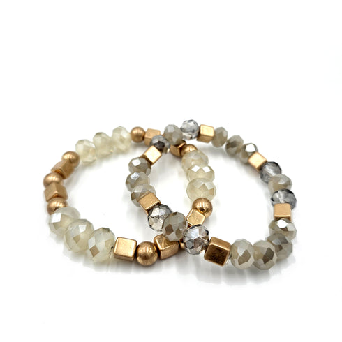 Women's Faceted Beaded Stretch Bracelets, 4pc set crystal stretchy Bracelets