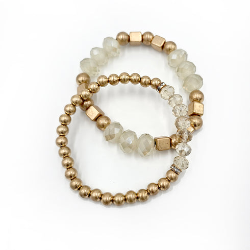 Women's Faceted Beaded Stretch Bracelets, 4pc set crystal stretchy Bracelets