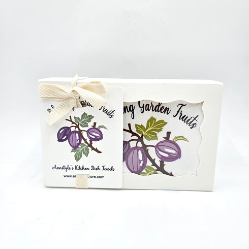Blooming Garden Fruit Dish Towels, Hand Printed Kitchen Towels