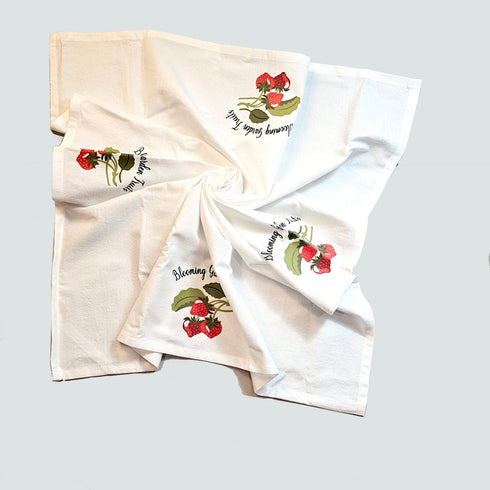 Blooming Garden Fruit Dish Towels, Hand Printed Kitchen Towels