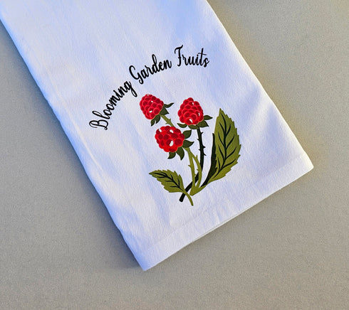 Blooming Garden Fruit Dish Towels, Hand Printed Kitchen Towels