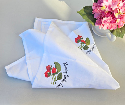 Blooming Garden Fruit Dish Towels, Hand Printed Kitchen Towels