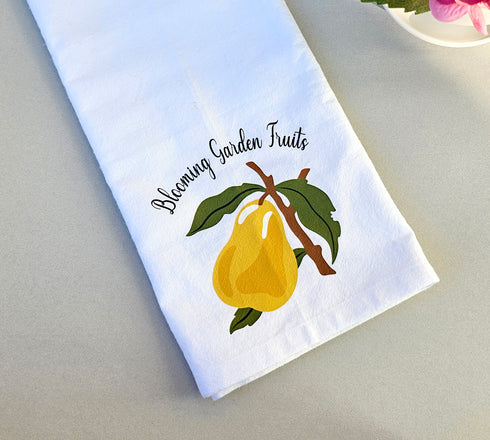 Blooming Garden Fruit Dish Towels, Hand Printed Kitchen Towels