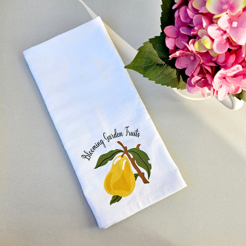 Blooming Garden Fruit Dish Towels, Hand Printed Kitchen Towels