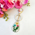 Tear drop keychain with pressed daisy flowers Keychain