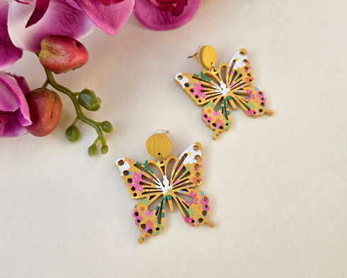 Multi Painted Woven Butterfly Earring