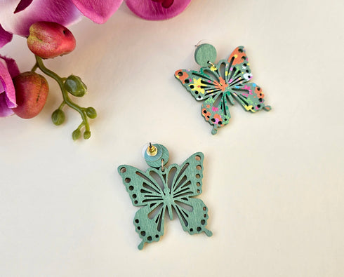 Multi Painted Woven Butterfly Earring