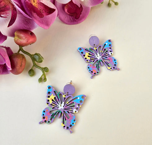 Multi Painted Woven Butterfly Earring