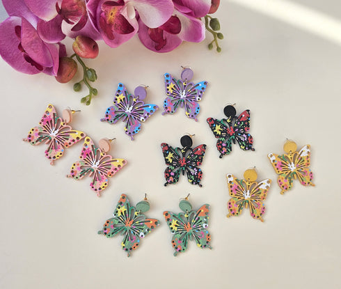 Multi Painted Woven Butterfly Earring