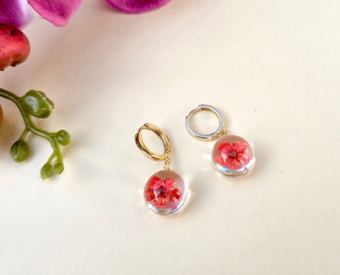 Forget me not Pressed Flowers Sphere Earrings