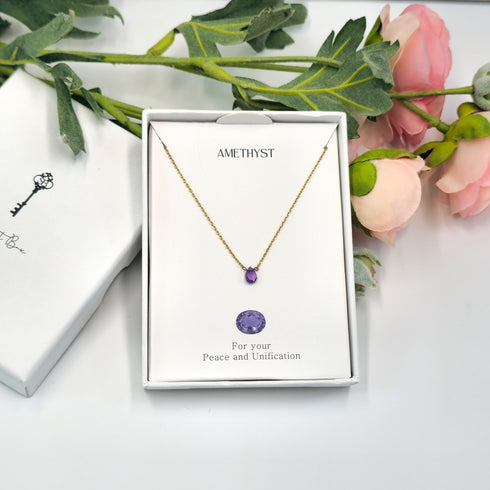 Short Natural Amethyst Gemstone Teardrop Shape Briolette Faceted Pear pendent Necklace