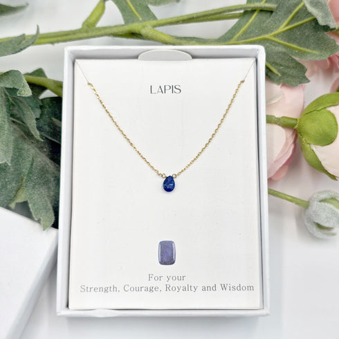 Short Natural Lapis Gemstone Teardrop Shape Briolette Faceted Pear pendent Necklace