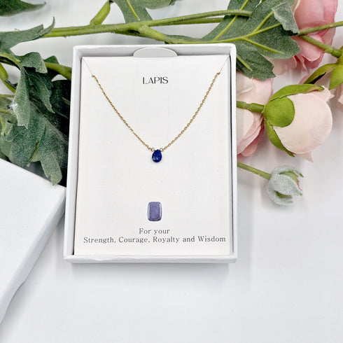 Short Natural Lapis Gemstone Teardrop Shape Briolette Faceted Pear pendent Necklace