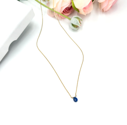 Short Natural Lapis Gemstone Teardrop Shape Briolette Faceted Pear pendent Necklace