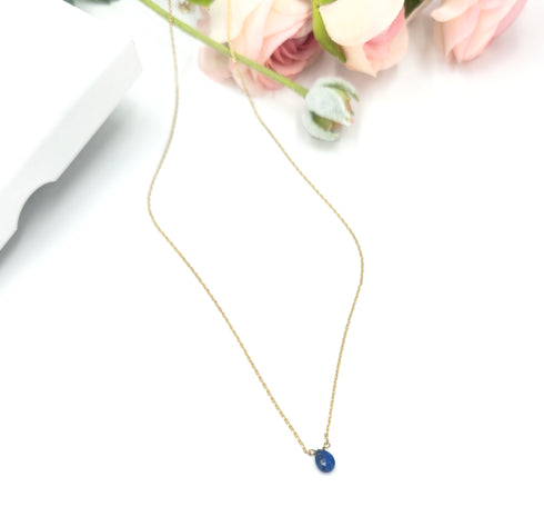Short Natural Lapis Gemstone Teardrop Shape Briolette Faceted Pear pendent Necklace