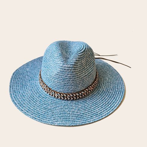 Multicolor Braided Band Panama Blue Mix Hat