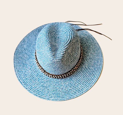 Multicolor Braided Band Panama Blue Mix Hat