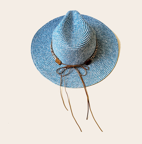 Multicolor Braided Band Panama Blue Mix Hat
