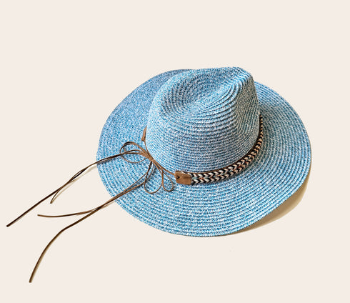 Multicolor Braided Band Panama Blue Mix Hat