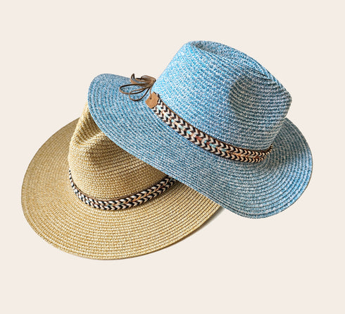 Multicolor Braided Band Panama Blue Mix Hat