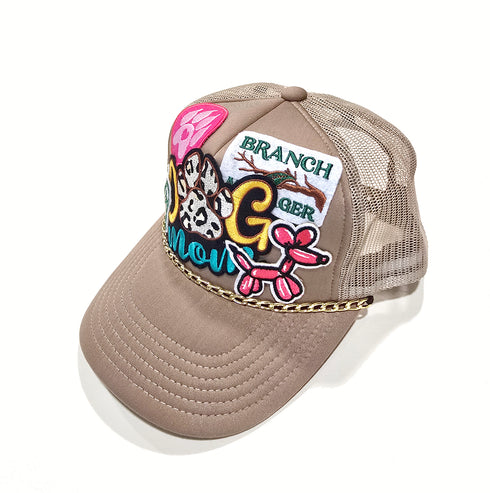 Embroidered Dog Mom Multi patched Baseball Cap Khaki