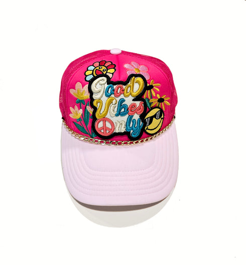 Embroidered Good vibes only Multi patched Baseball Cap