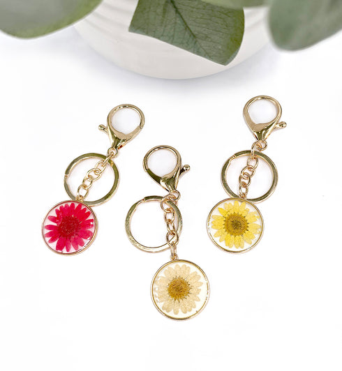 Pressed flower keychain