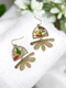 Daisy Flower petal resin leaf dangle earrings