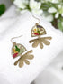Daisy Flower petal resin leaf dangle earrings