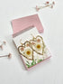 Handmade Pressed flower with gold plated heart shaped dangle Earrings