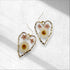 Handmade Pressed flower with gold plated heart shaped dangle Earrings