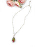 Pressed red Flowers Baby's Breath flower with gold flake Pendant Necklaces