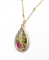 Pressed red Flowers Baby's Breath flower with gold flake Pendant Necklaces