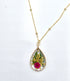 Pressed red Flowers Baby's Breath flower with gold flake Pendant Necklaces