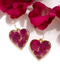 Pressed Rose Petals Heart Dangle Earrings
