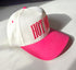 HOT MOM Embroidered Baseball Cap – Pink & Cream Trucker Hat for Moms