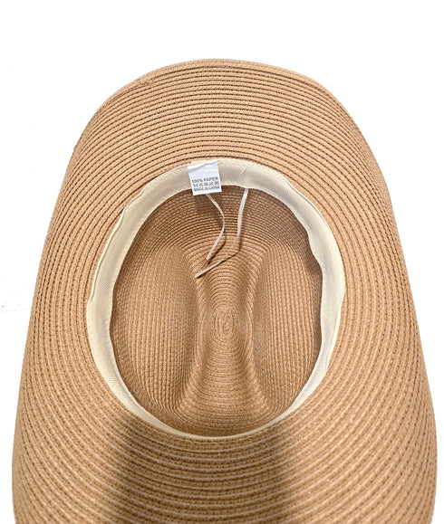 Refined Western Straw Hat Crystal Accent Tan