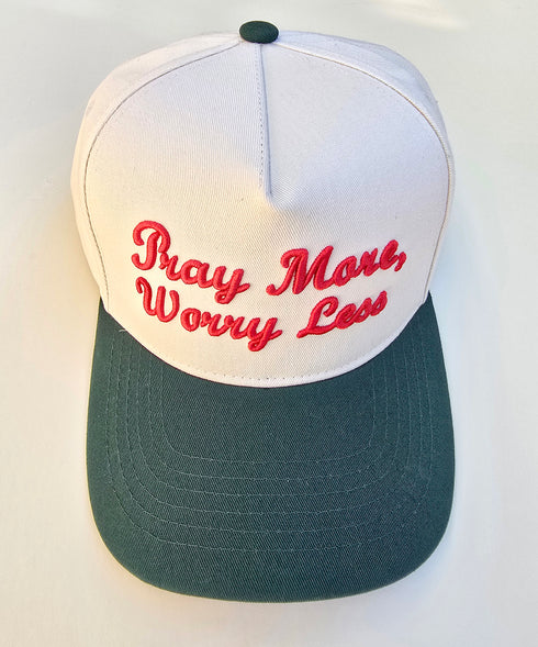 Pray More Worry Less Embroidered Baseball Cap – Christian Faith Trucker Hat