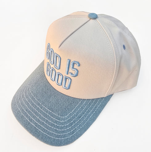 God Is Good Embroidered Trucker Caps | Christian Faith Hat | Two Tone Vintage Style Cap