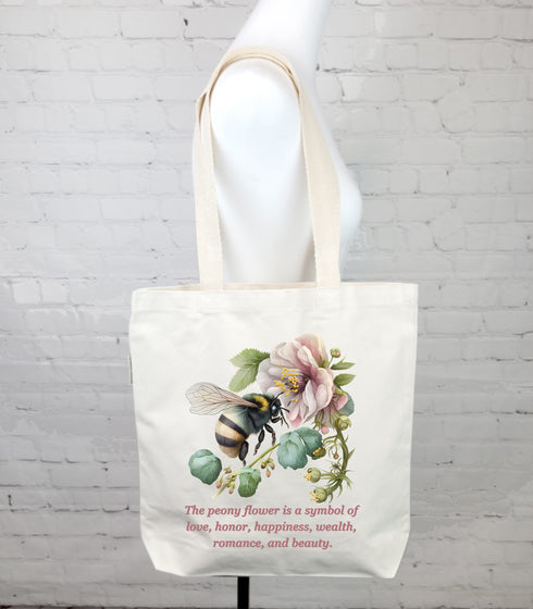 Watercolor Floral Bee Harmony Tote Bag