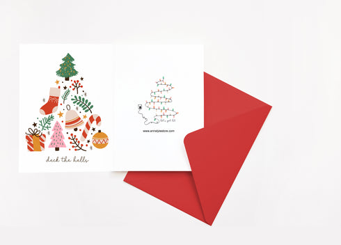 Christmas tree made with ornaments Christmas Card, Set of 5