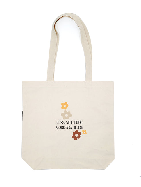 Less Attitude, More Gratitude Flower Tote Bag