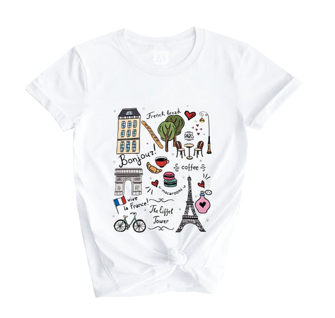 Crystal Stud Bonjour Paris Shirt