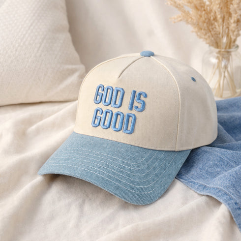 God Is Good Embroidered Trucker Caps | Christian Faith Hat | Two Tone Vintage Style Cap